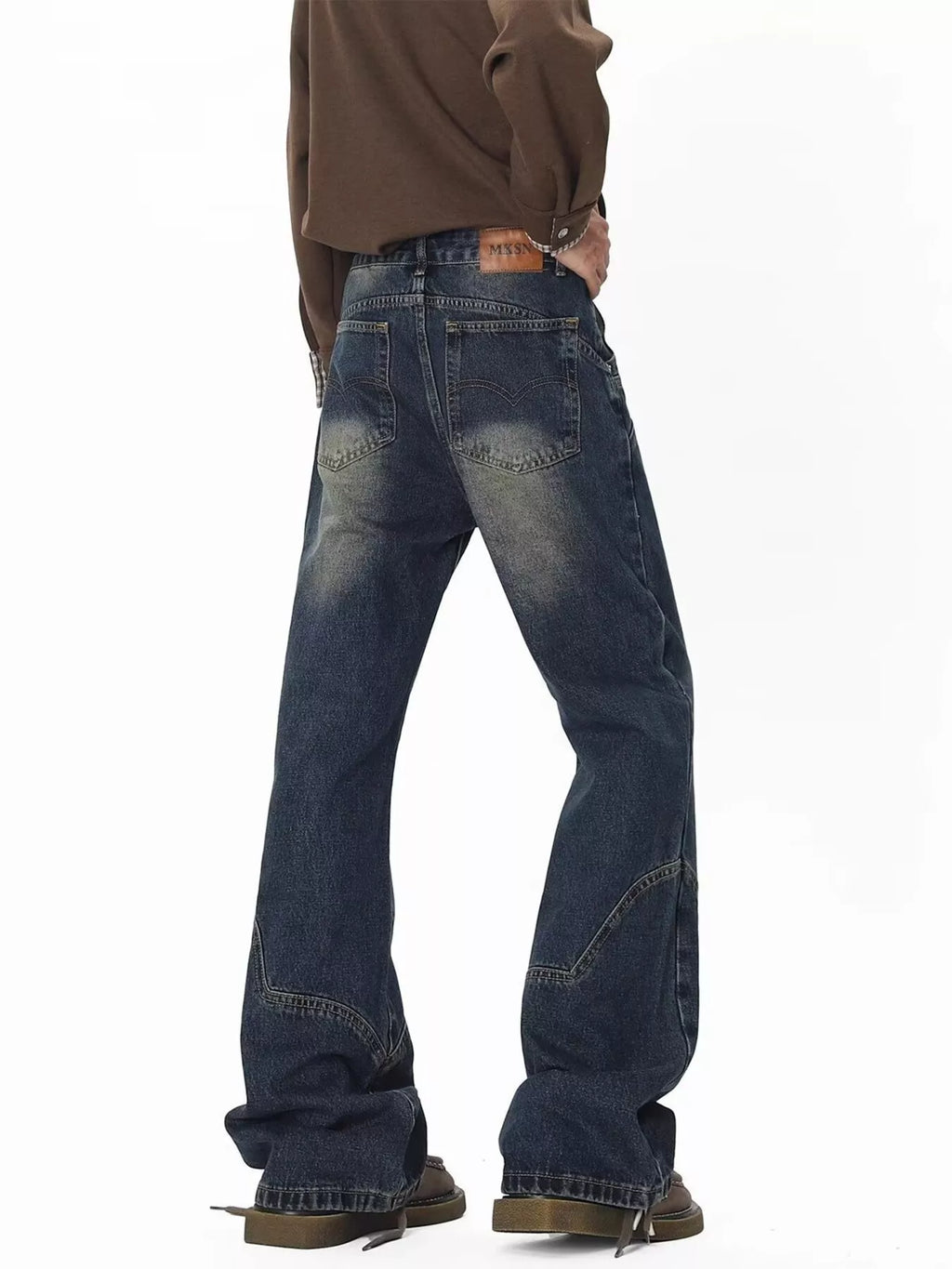 Men's Full Size Vintage Wash Wide Leg Jeans Plus Size