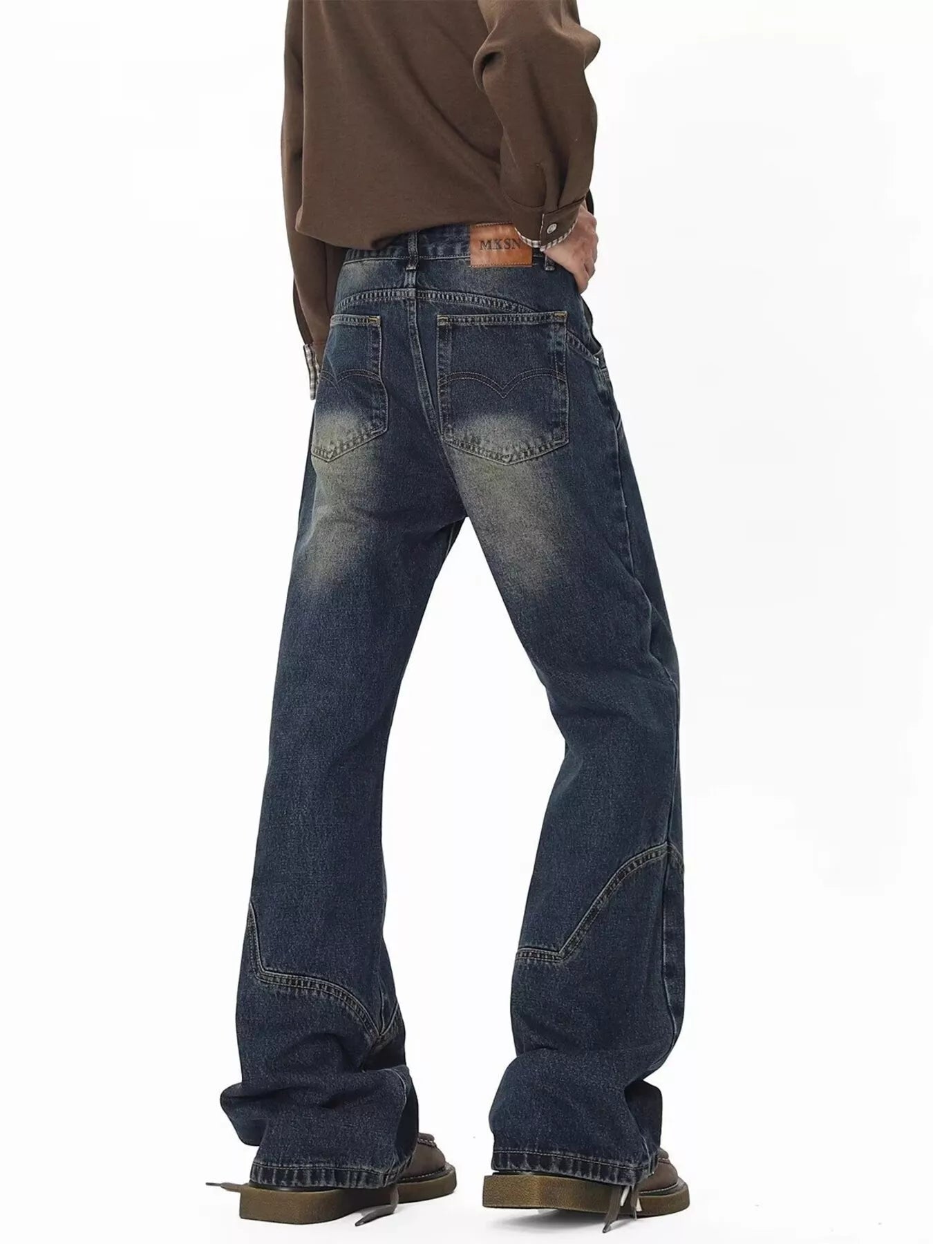 Men's Full Size Vintage Wash Wide Leg Jeans Plus Size