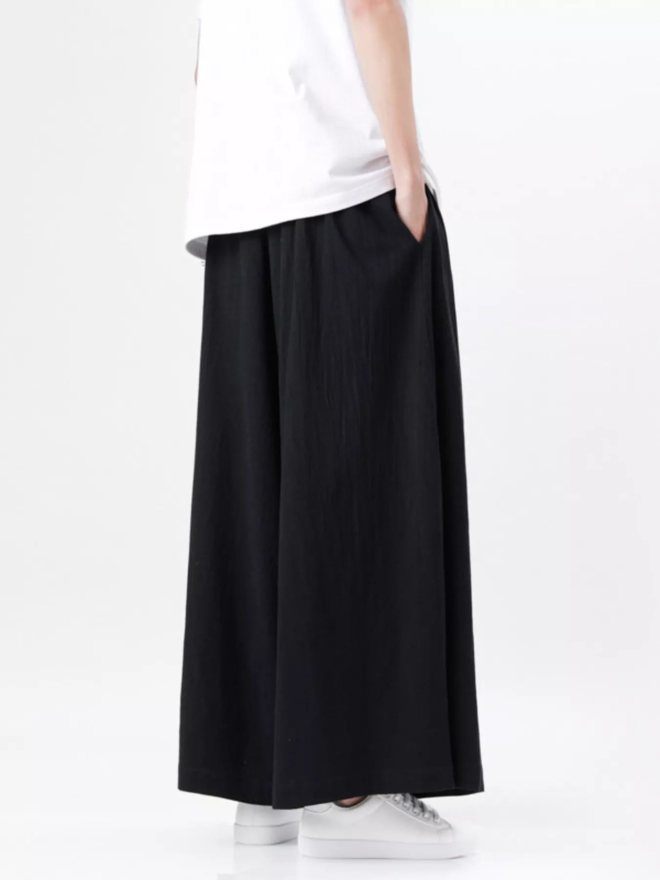 Men's Plus Size Wide Leg Pants with Tie Waist