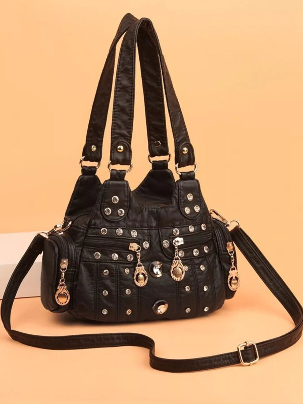 Rivet Decor Multifunctional Crossbody Bag