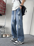 Men's Full Size Distressed Wide Leg Jeans Plus Size