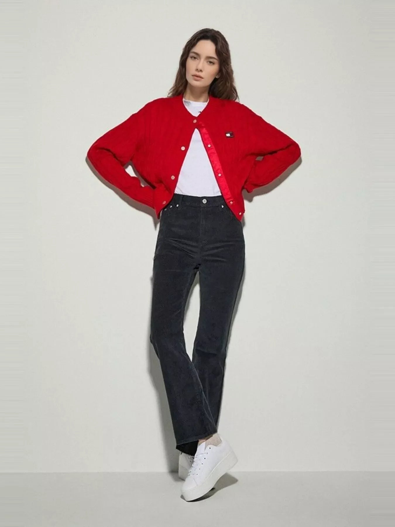 Cable-Knit Button-Front Cardigan