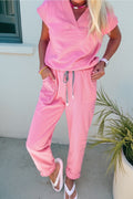 Short Sleeve Top and Drawstring Pants Set