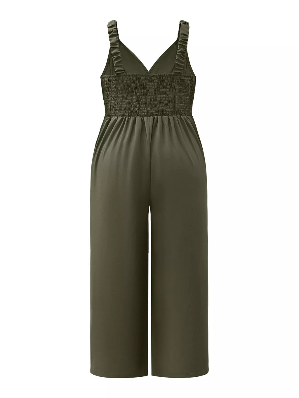 Plus Size Smocked Wide Leg Jumpsuit