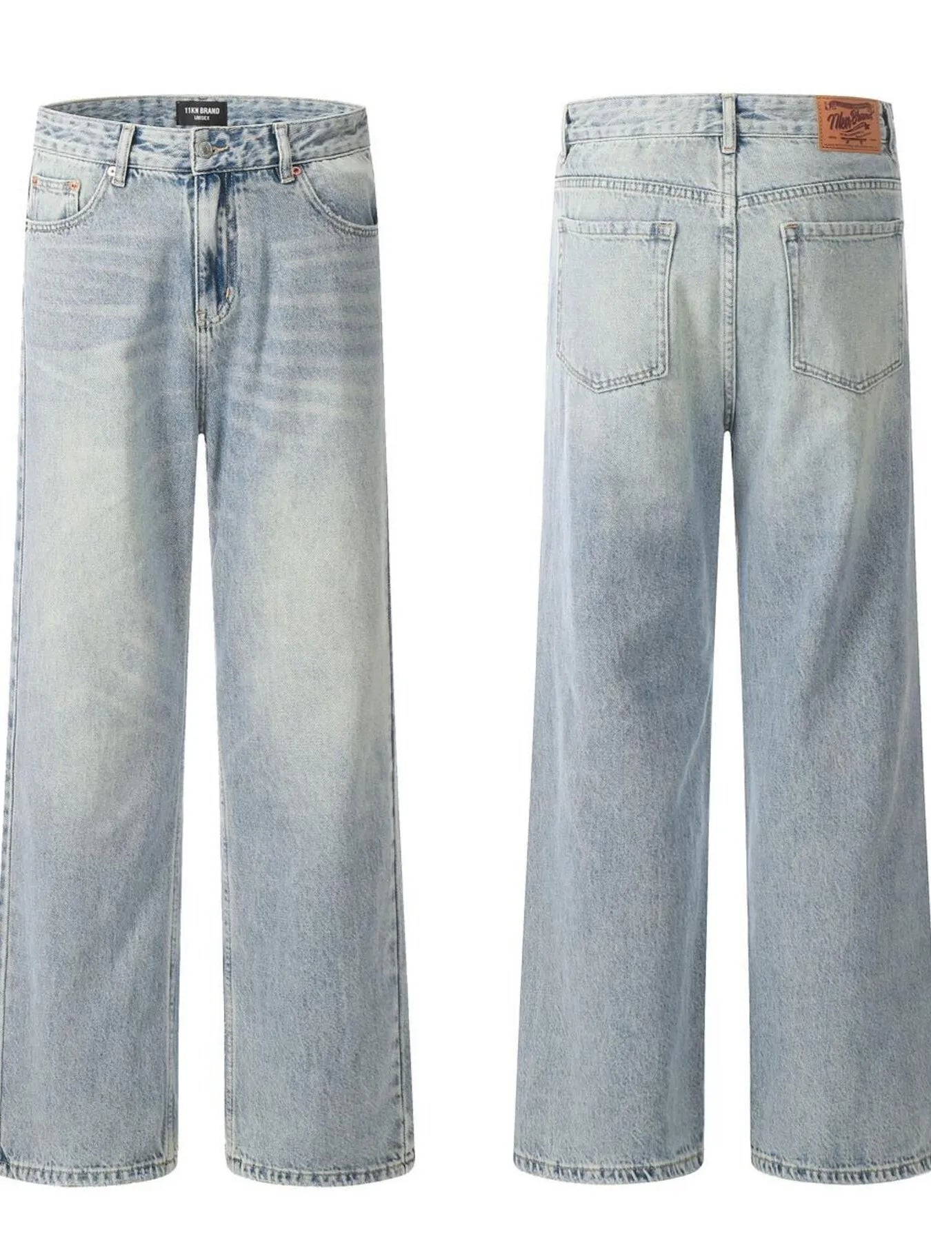 Men's Wash High-Rise Wide Leg Jeans