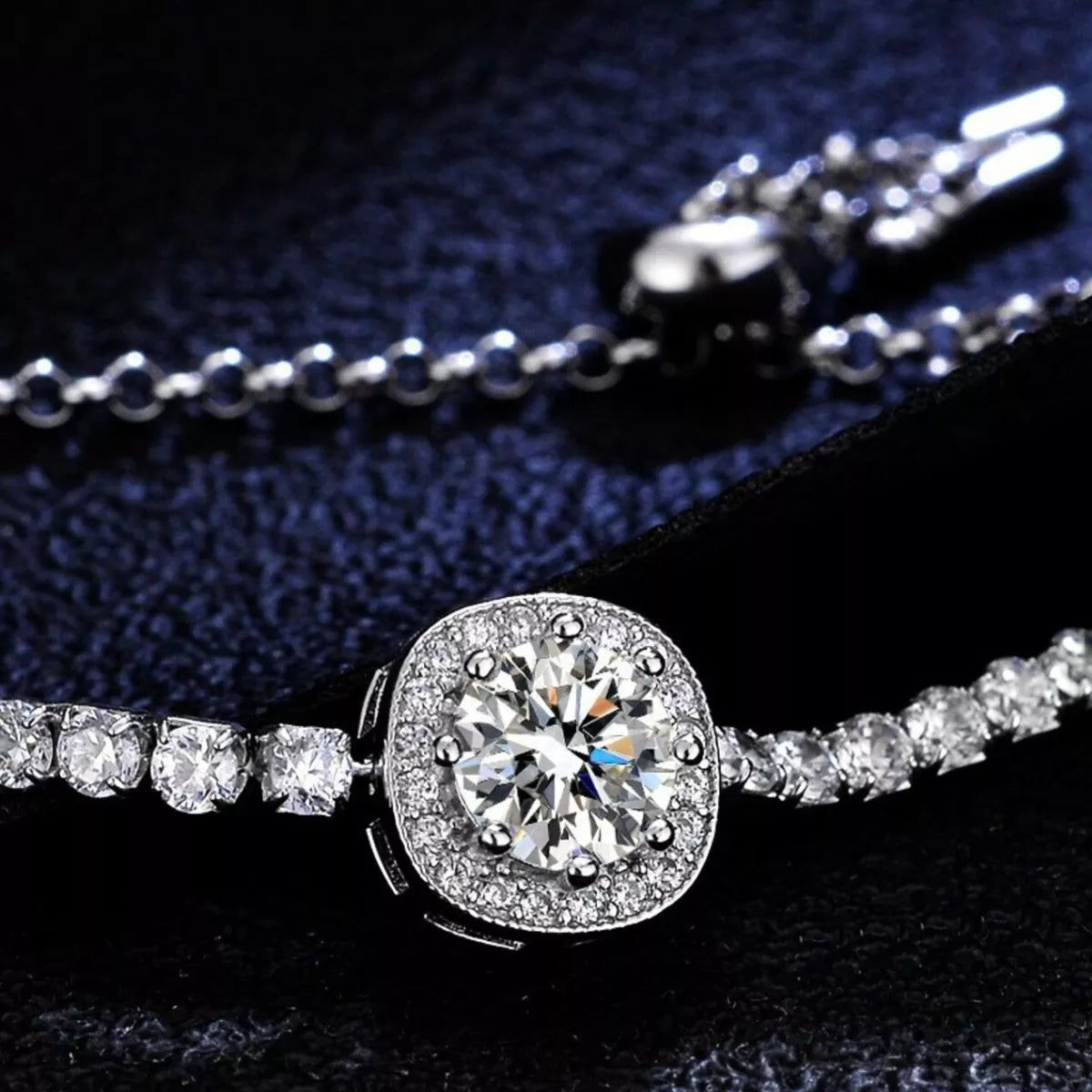 1 Carat Moissanite 925 Sterling Silver Chain Bracelet
