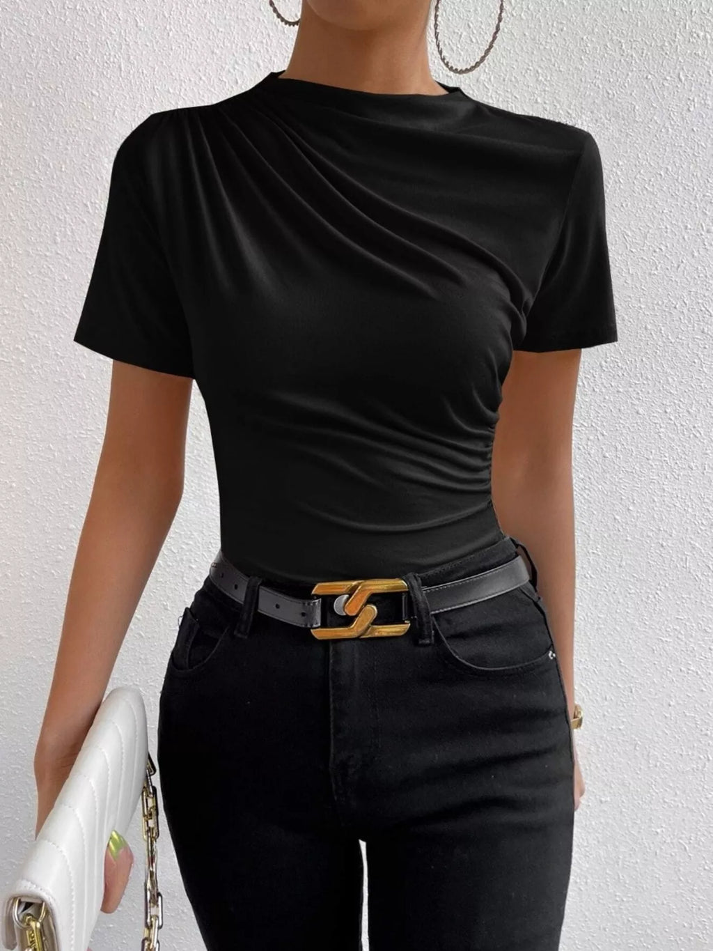 Ruched Short Sleeve T-Shirt