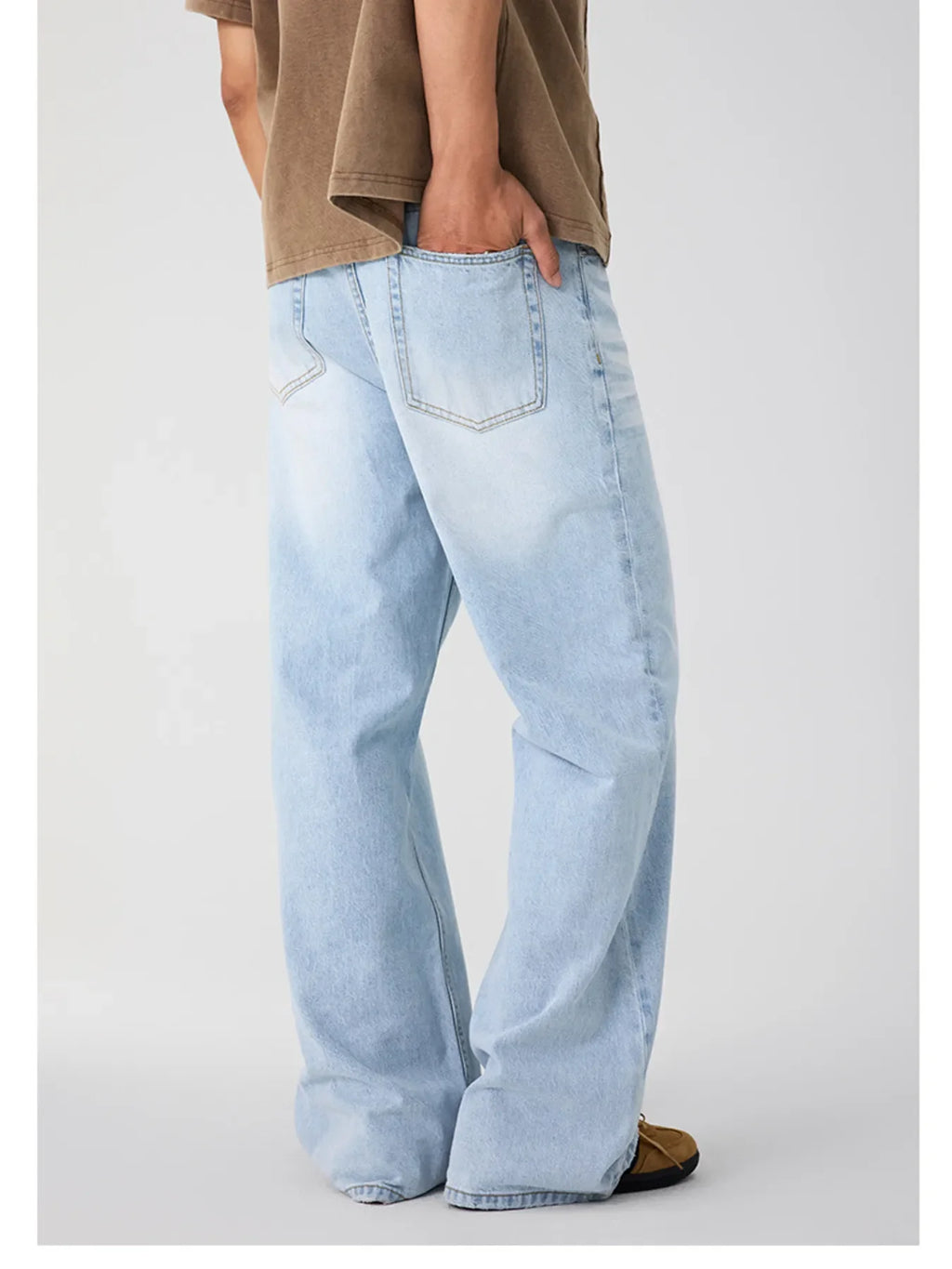 Men's Wash Wide Leg Jeans
