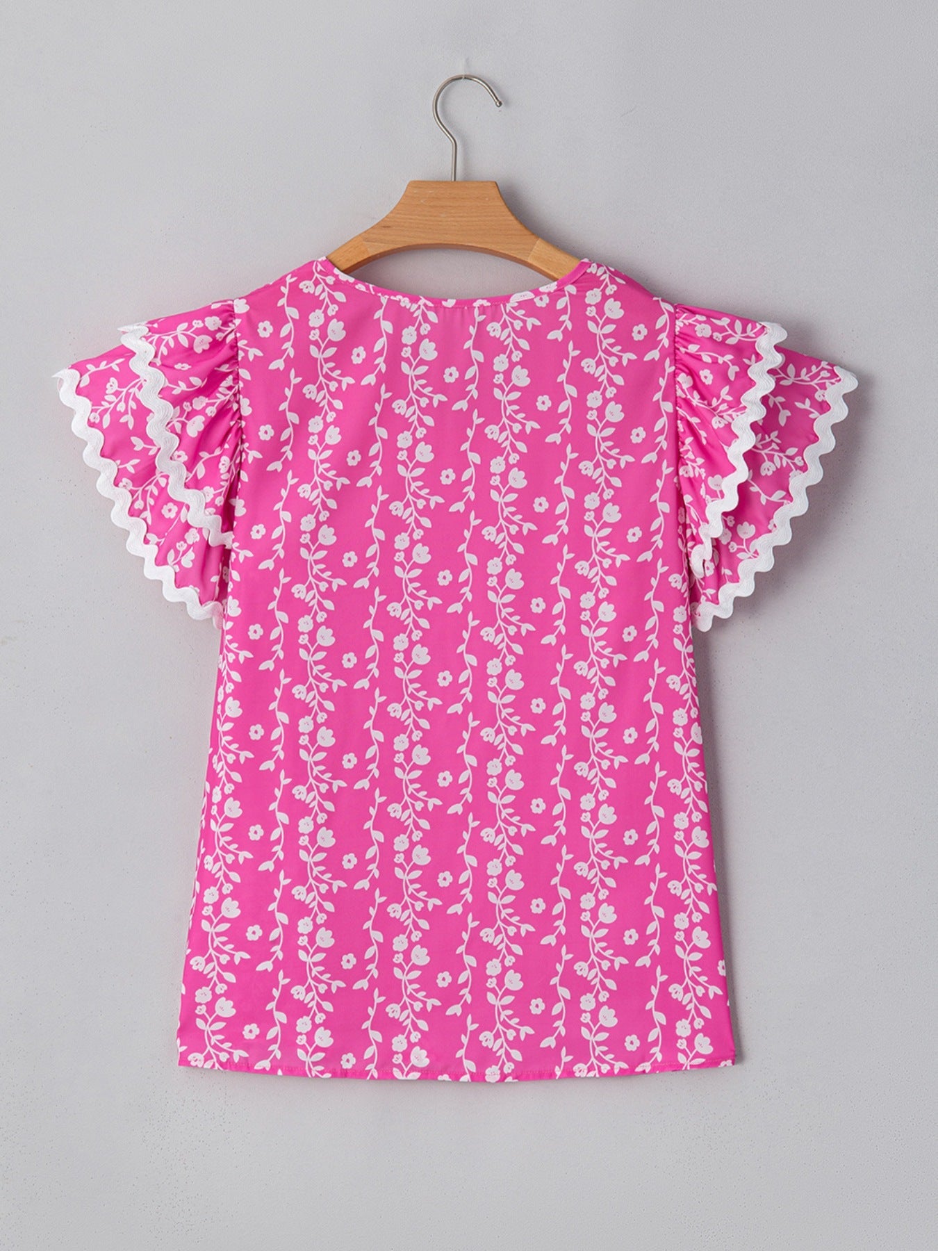 Floral Print Ruffle Sleeve Blouse
