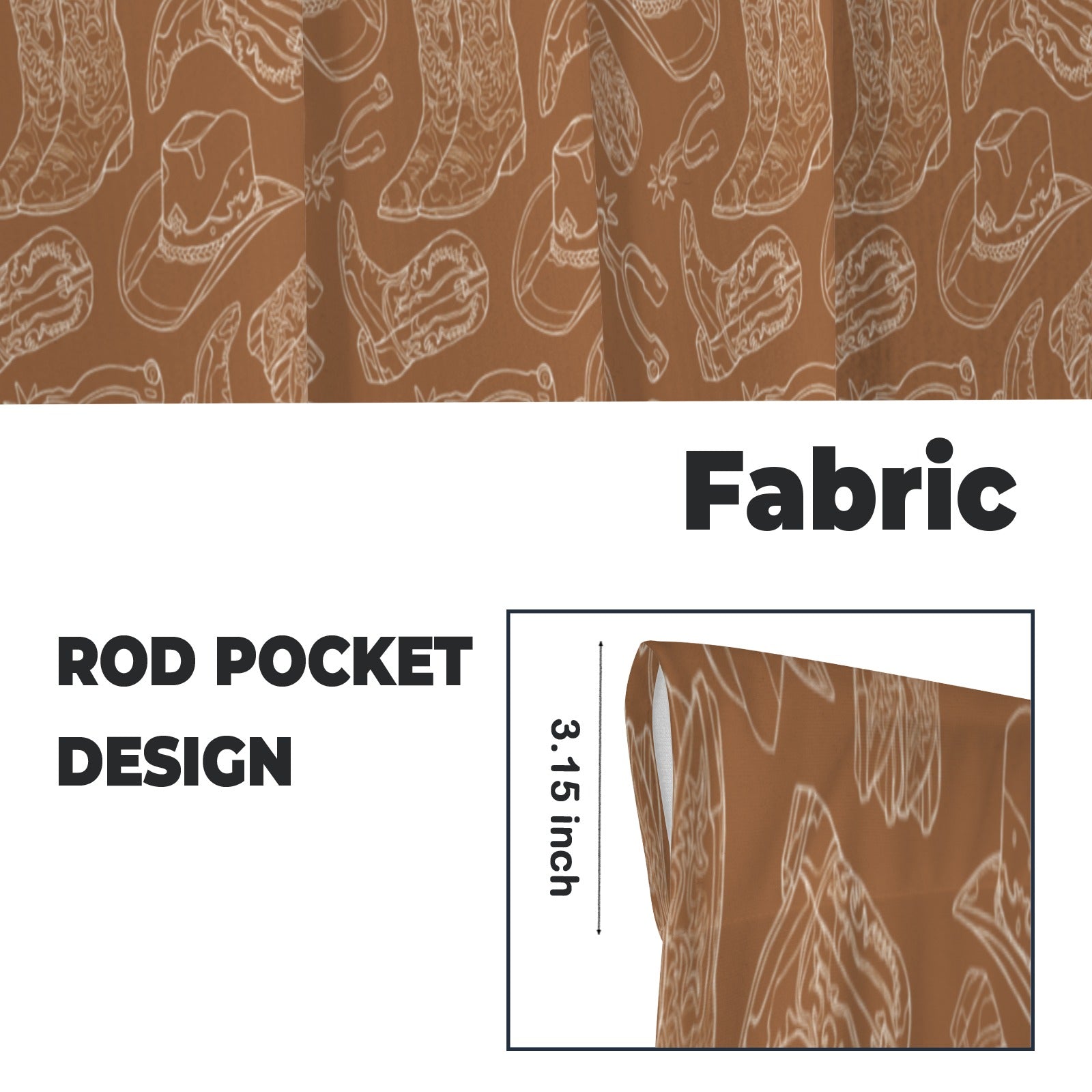 Baha Ranch Western Print Curtains Window Curtain 28"x40" (2-Piece) Made in America