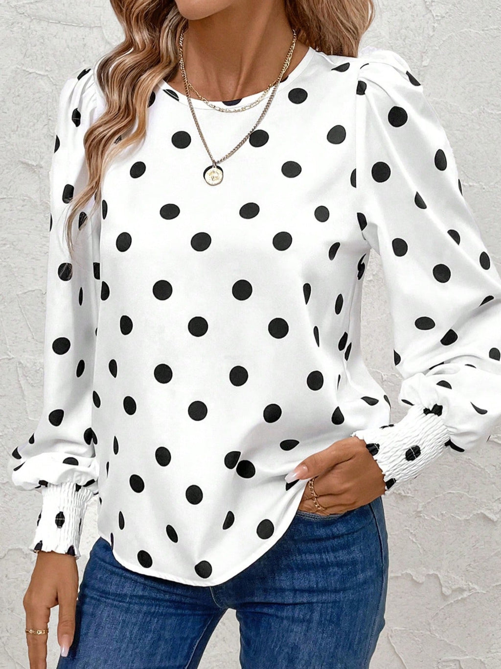 Polka Dot Long Sleeve Blouse