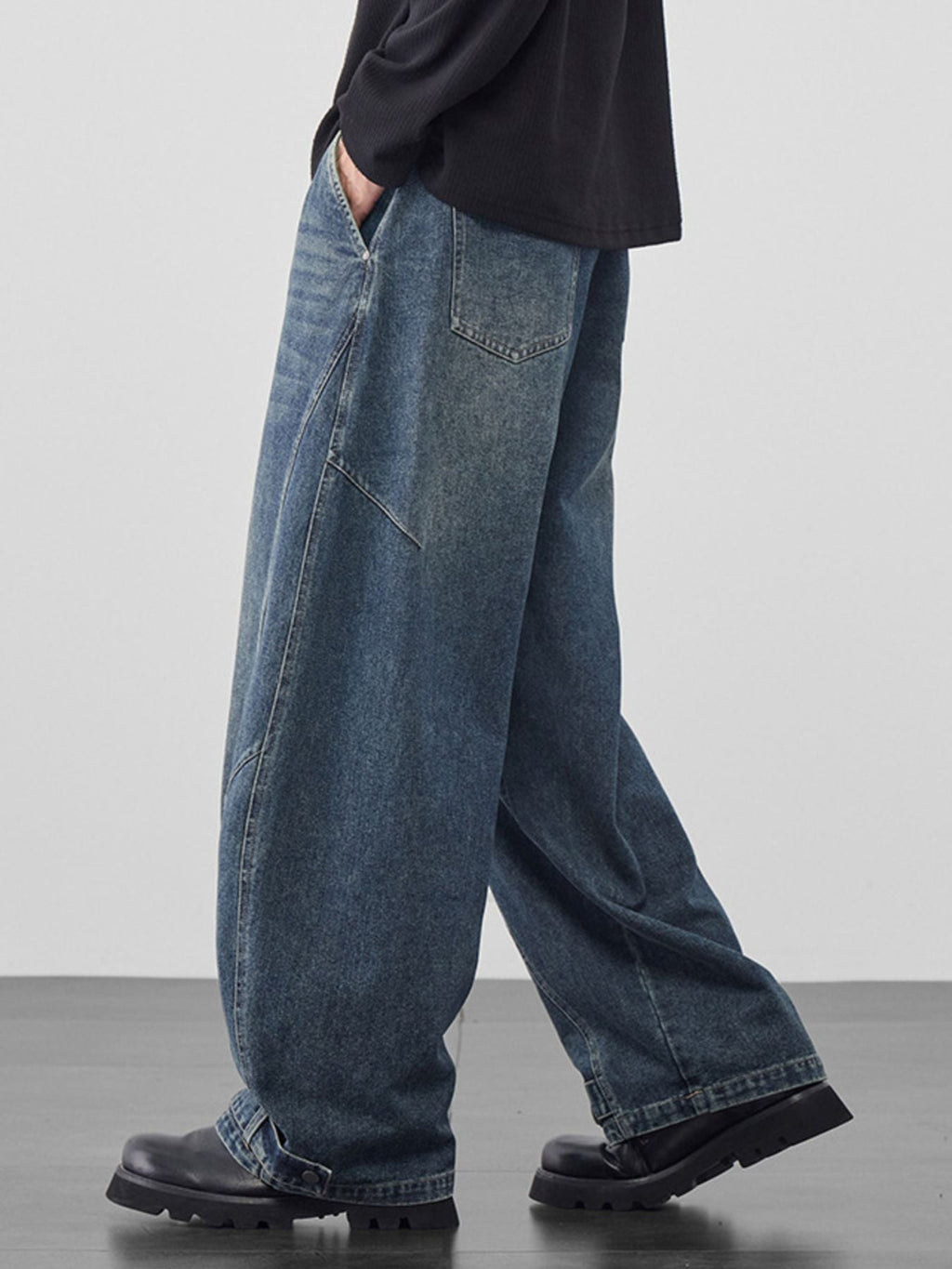 Men's Plus Size Wide Leg Vintage Wash Jeans