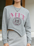 Graphic Round Neck Cropped Sweatshirt