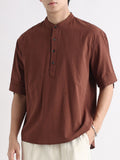 Men's Plus Size Button Detail Short Sleeve Blouse
