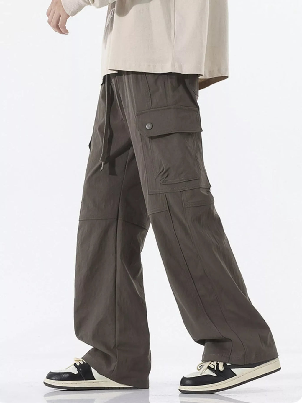 Men's Full Size Drawstring Cargo Wide Leg Pants Plus Size