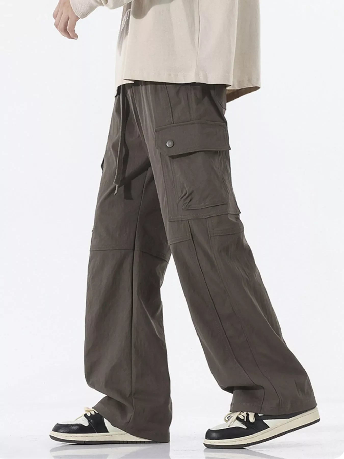 Men's Full Size Drawstring Cargo Wide Leg Pants Plus Size