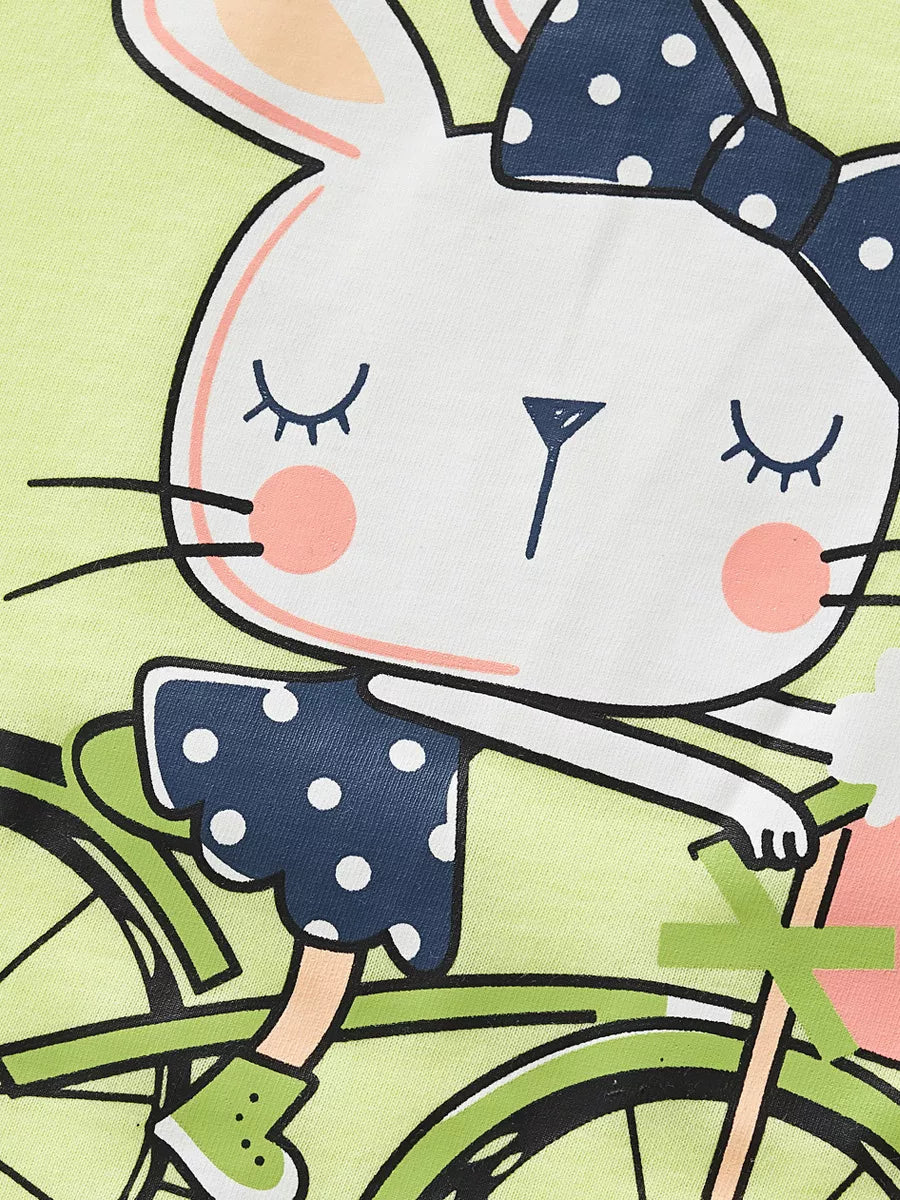 Children's Bunny Riding Bicycle Graphic T-Shirt