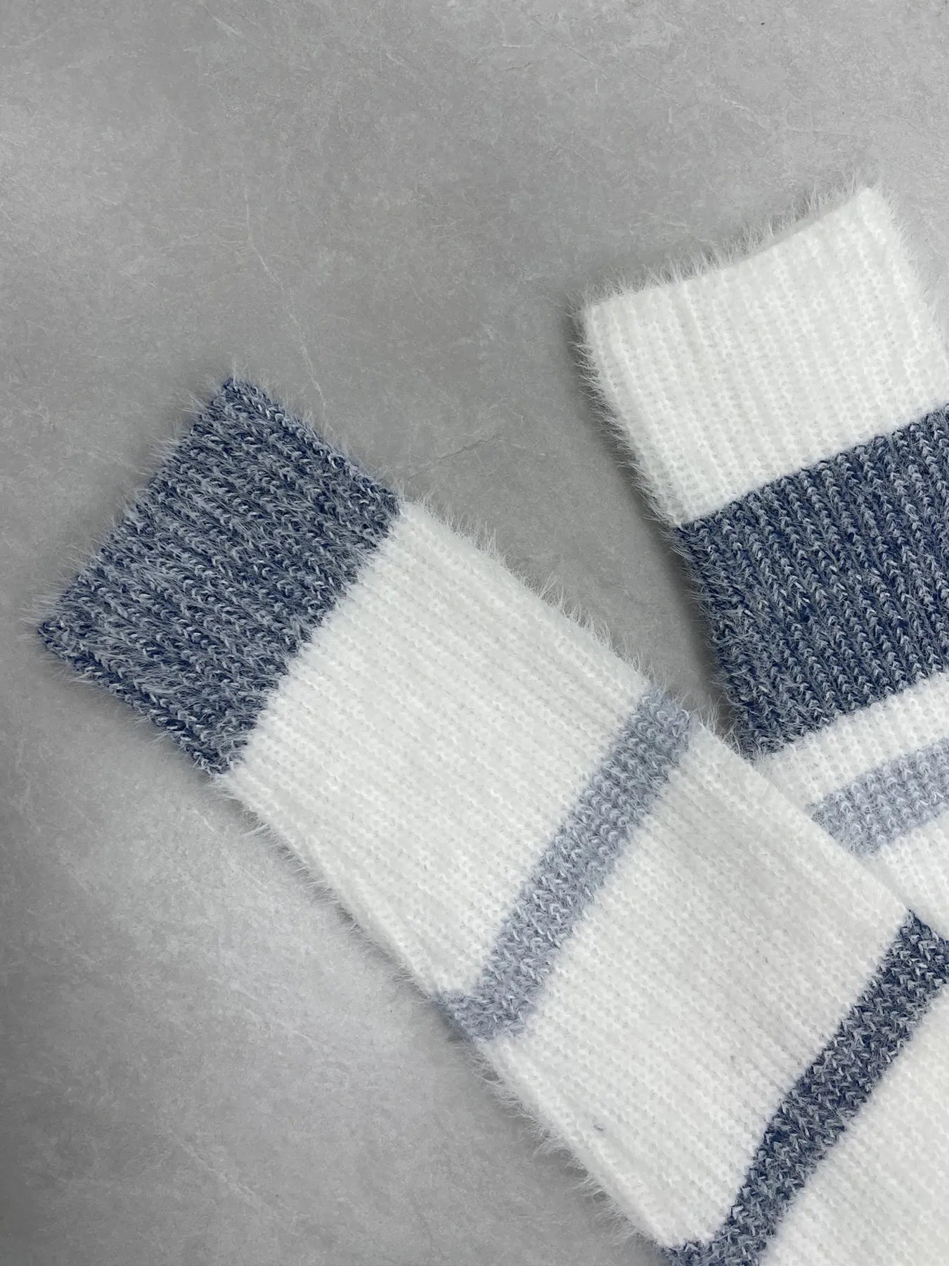Striped Fuzzy Long Sleeve Sweater