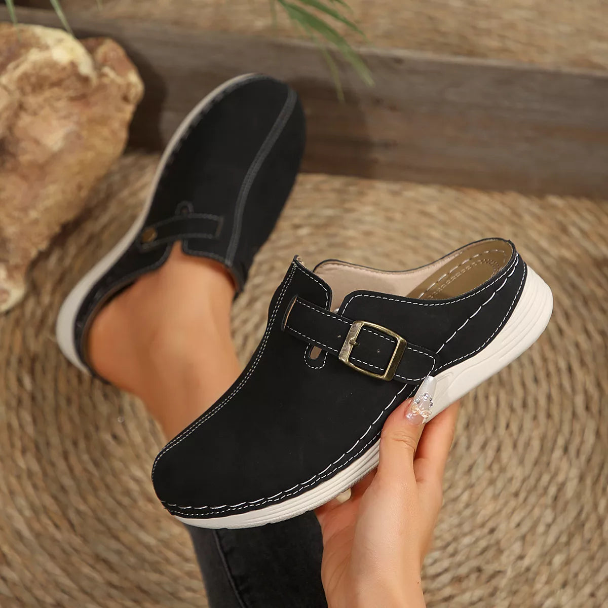 Buckle Accent Slip-Ons