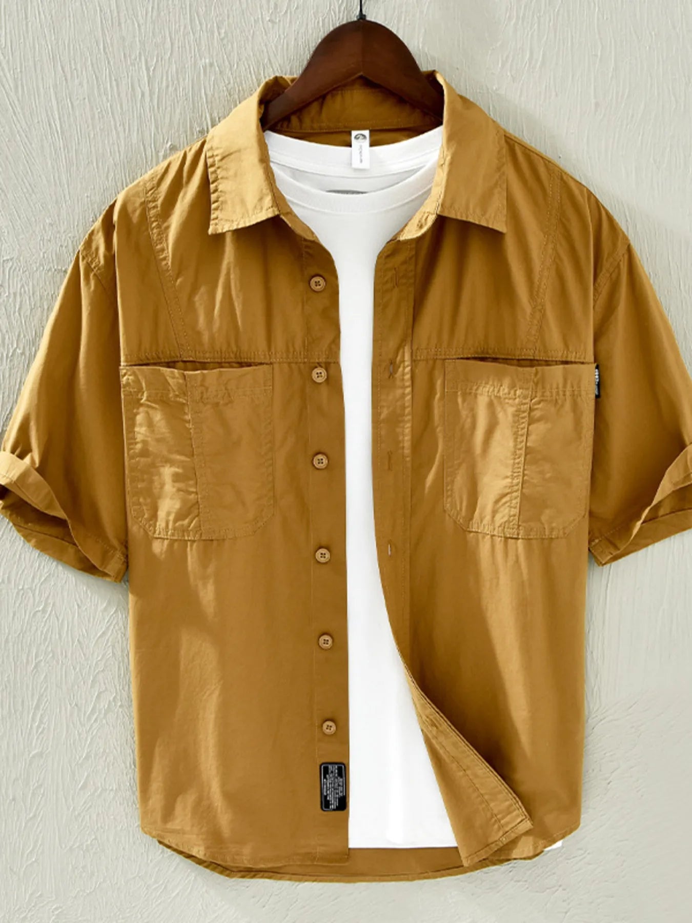Men's Plus Size Casual Short Sleeve Button-Down Shirt