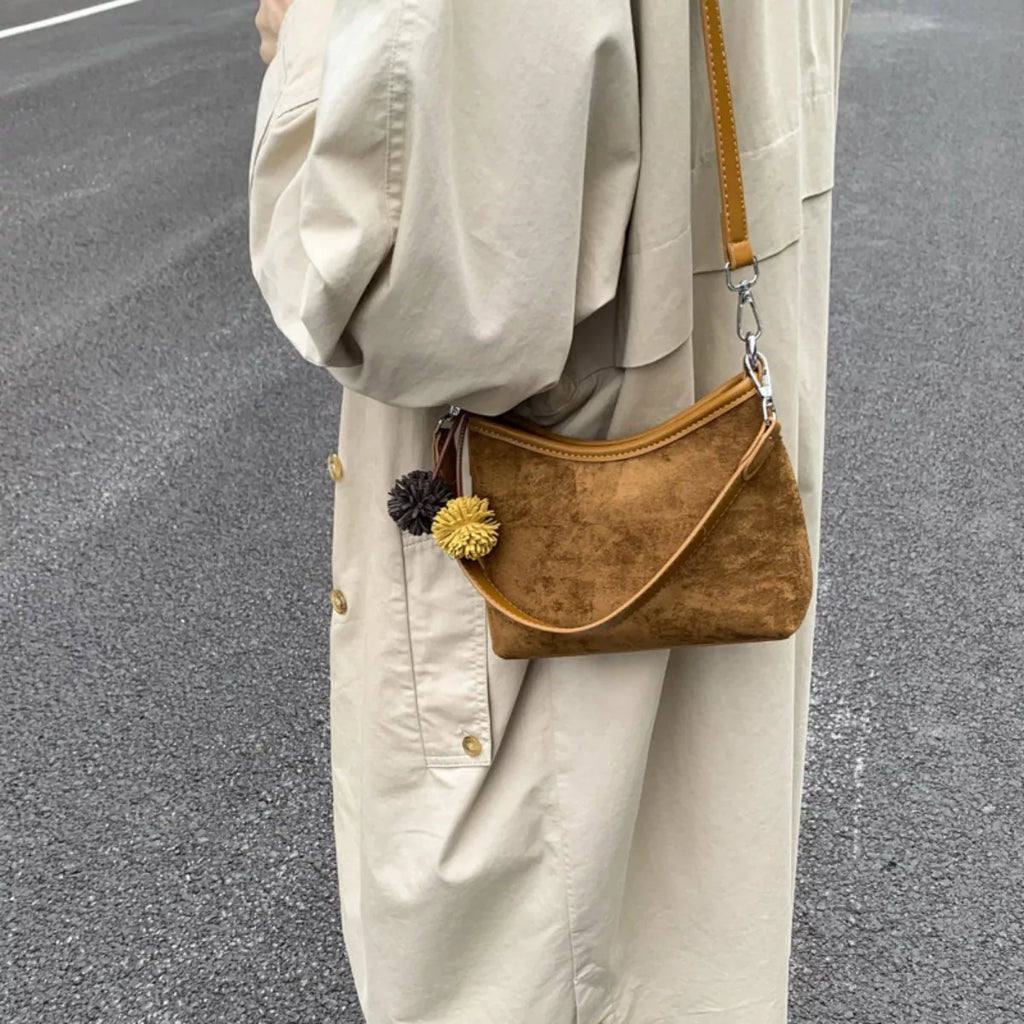 Suede Crossbody Bag with Adjustable Shoulder Strap