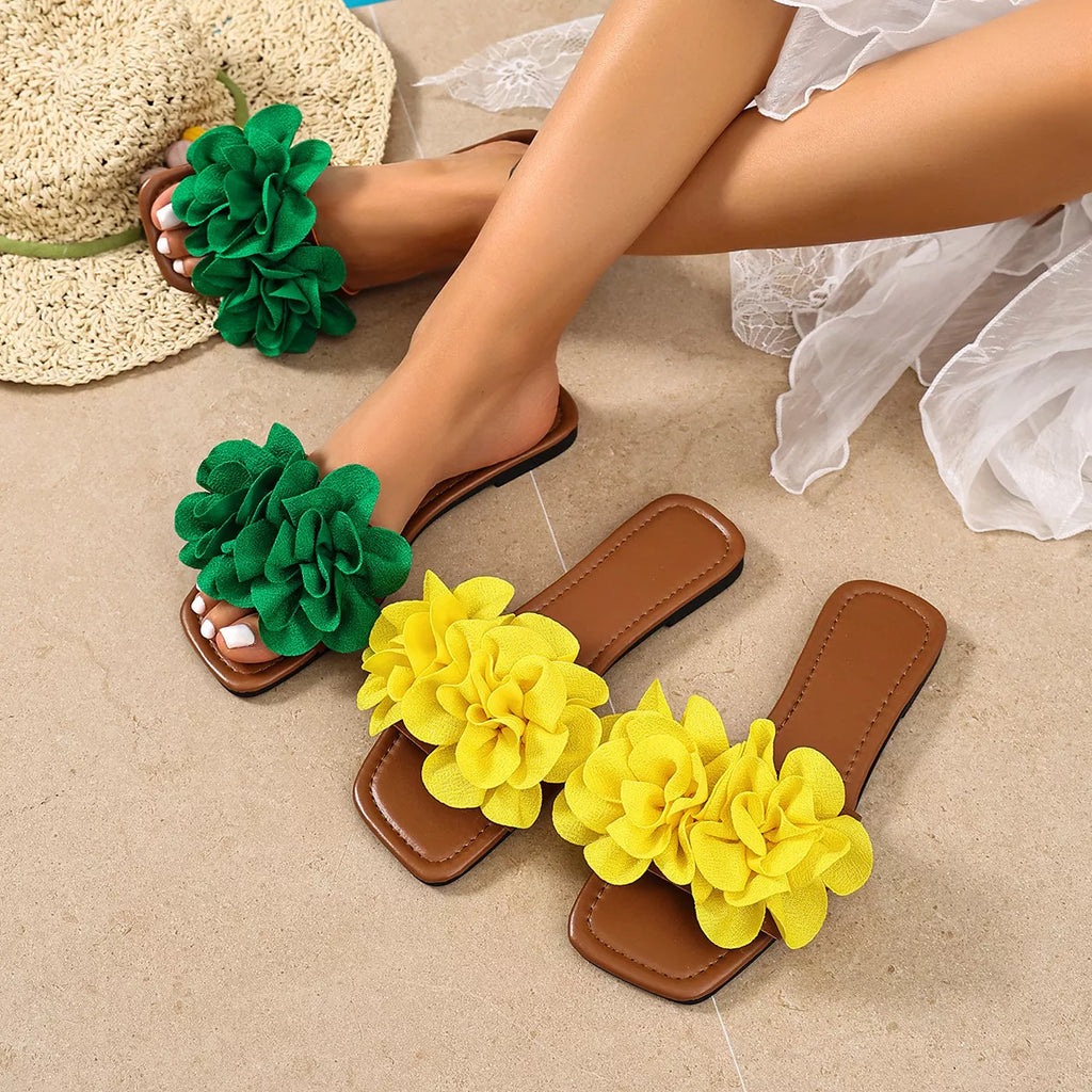 Floral Embellished Flat Sandals