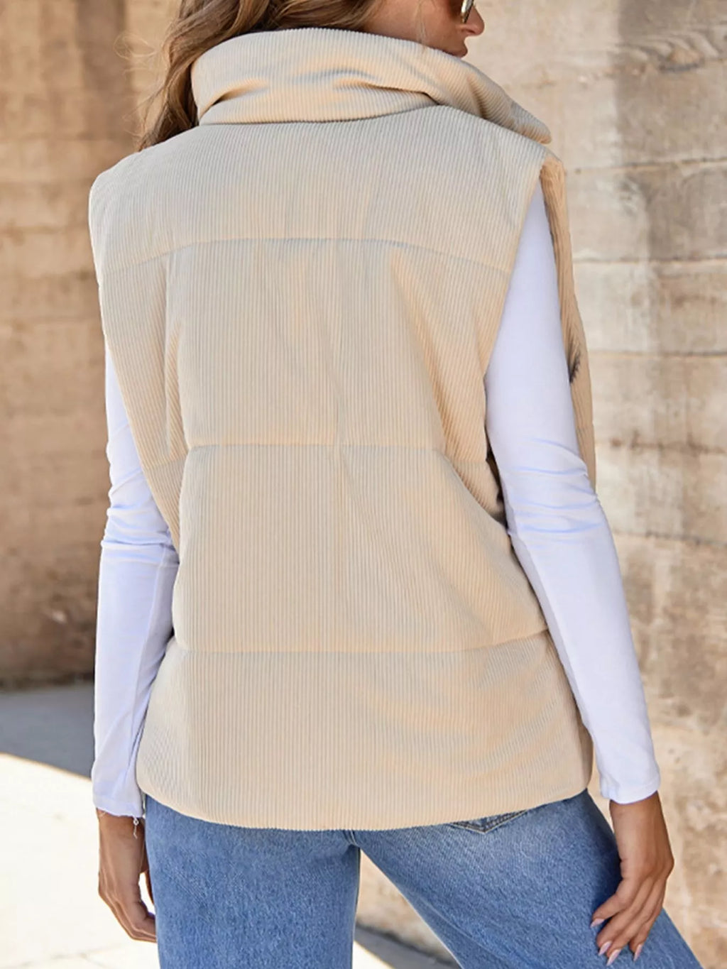 Corduroy Zip Up Vest Coat
