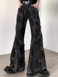 Men's Plus Size Raw Hem Flare Jeans