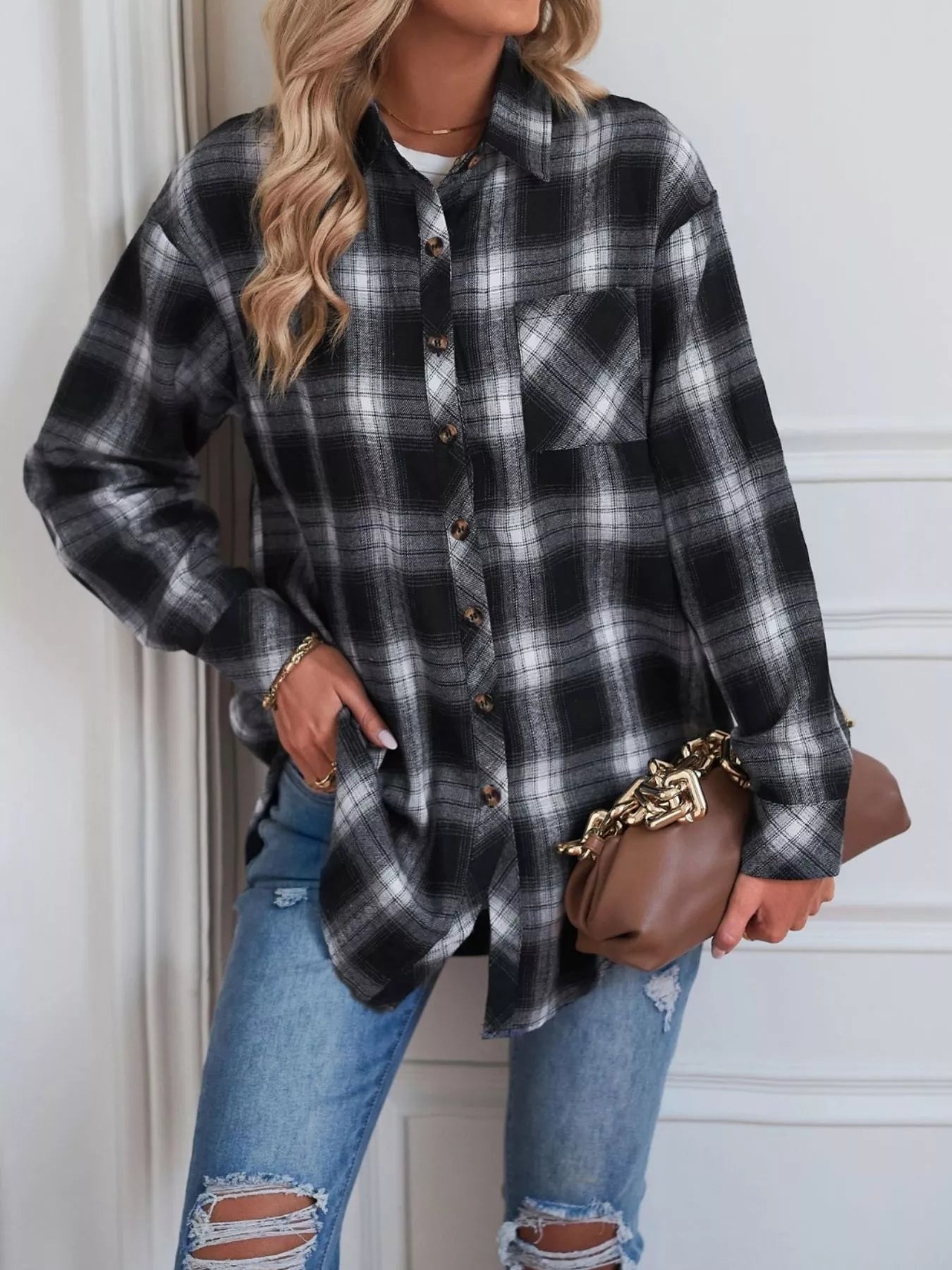 Casual Plaid Button Up Shirt