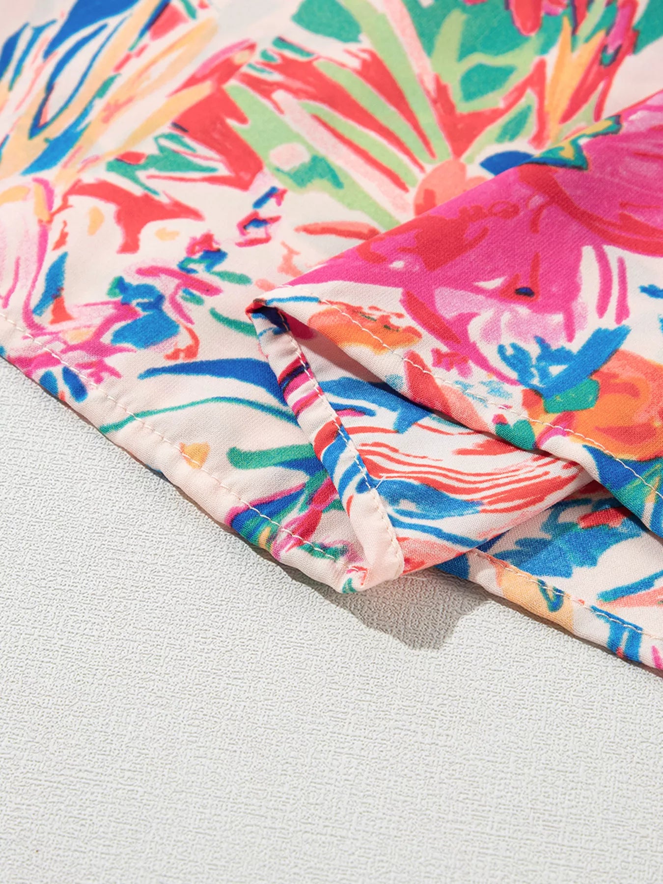 Multicolour Floral Ruffled Sleeve V Neck Summer Blouse