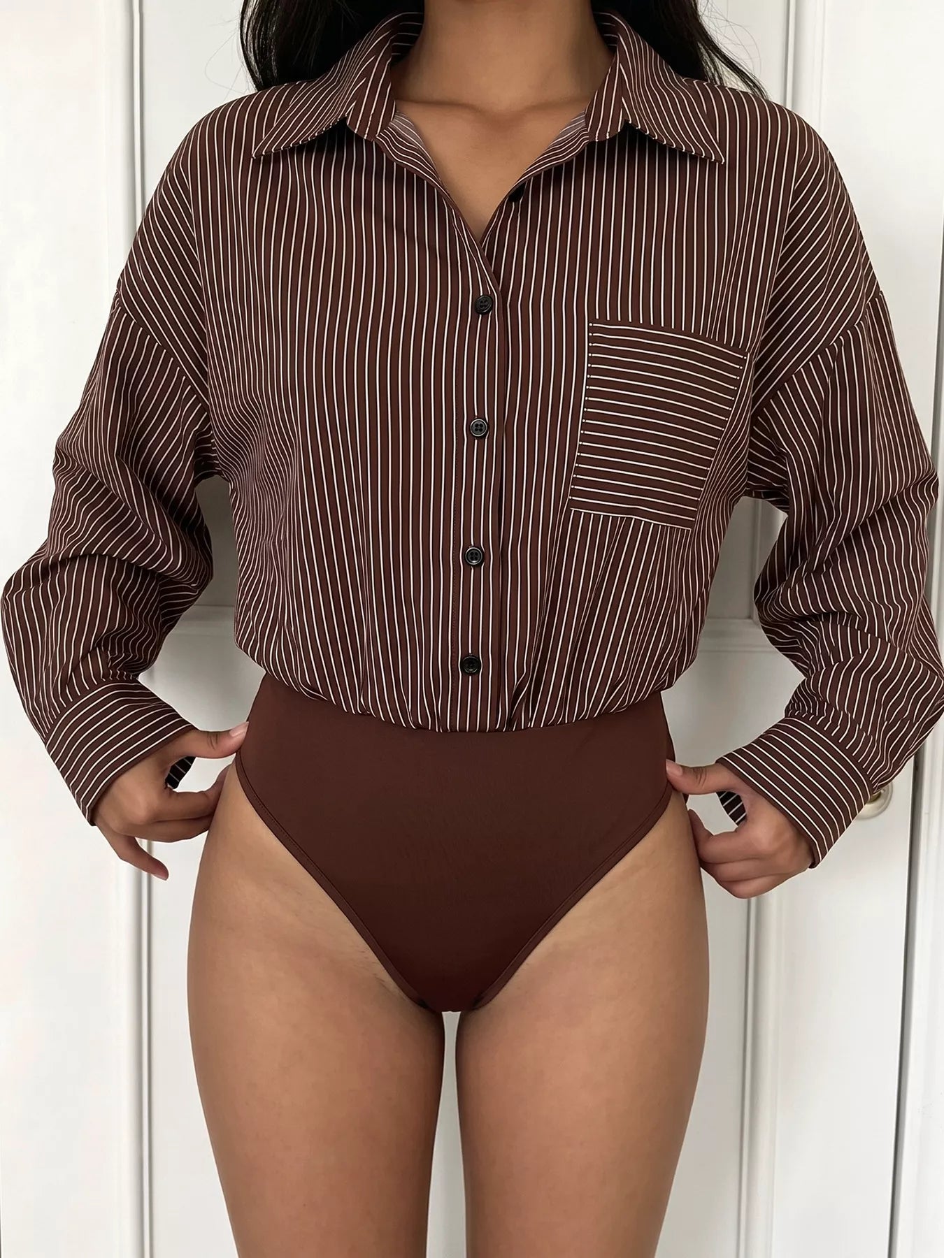 Striped Button-Up Bodysuit