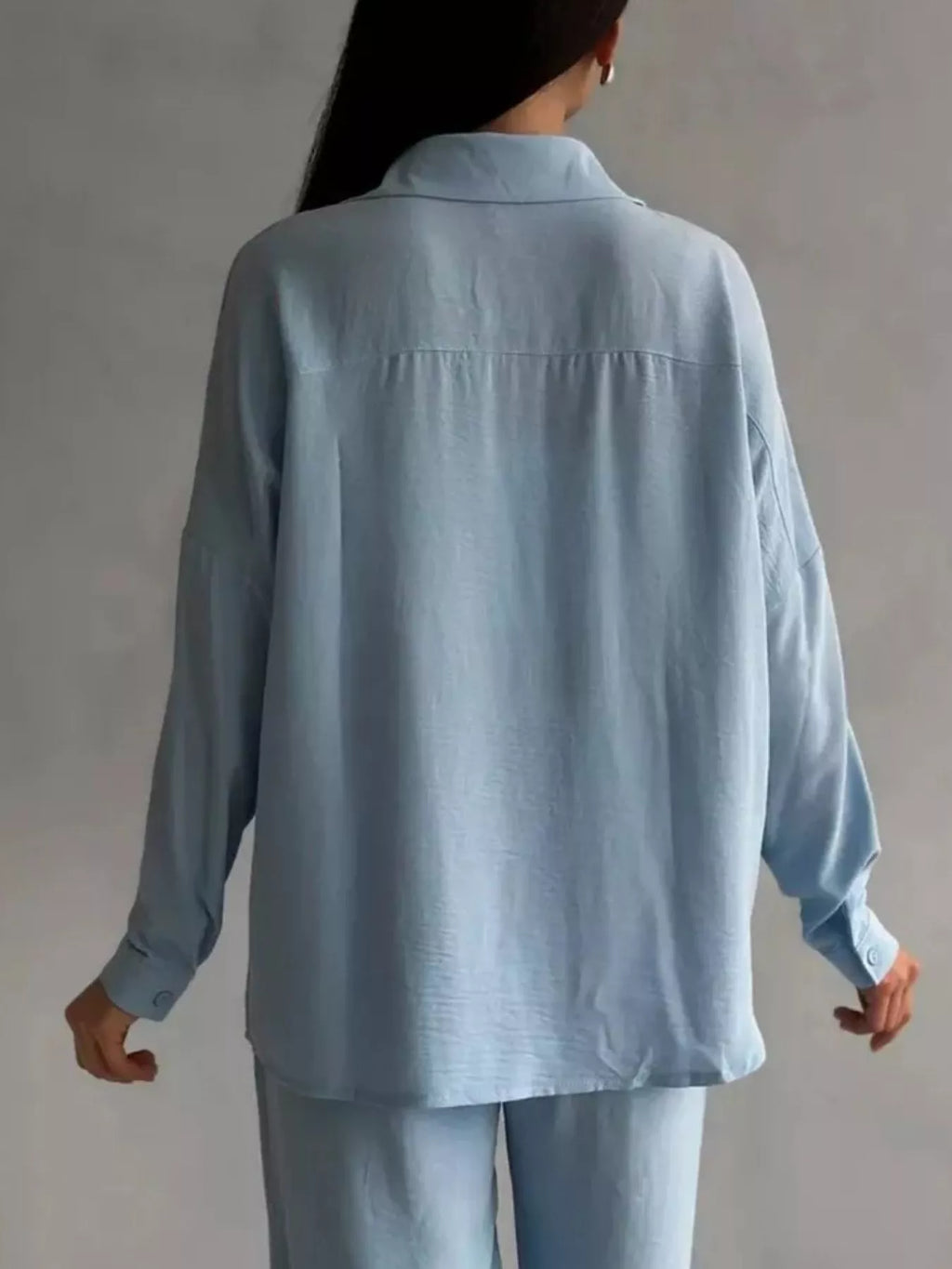 Relaxed Fit Shirt and Wide Leg Pants Set