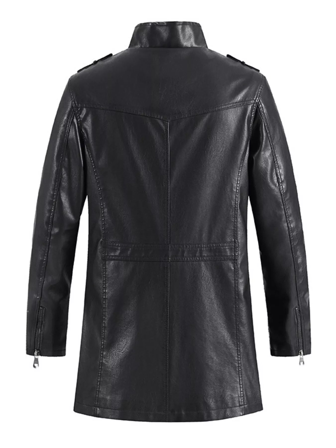 Men's Zip Up Long Sleeve Leather Jacket