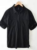 Men's Plus Size Quarter Zip Short Sleeve Blouse