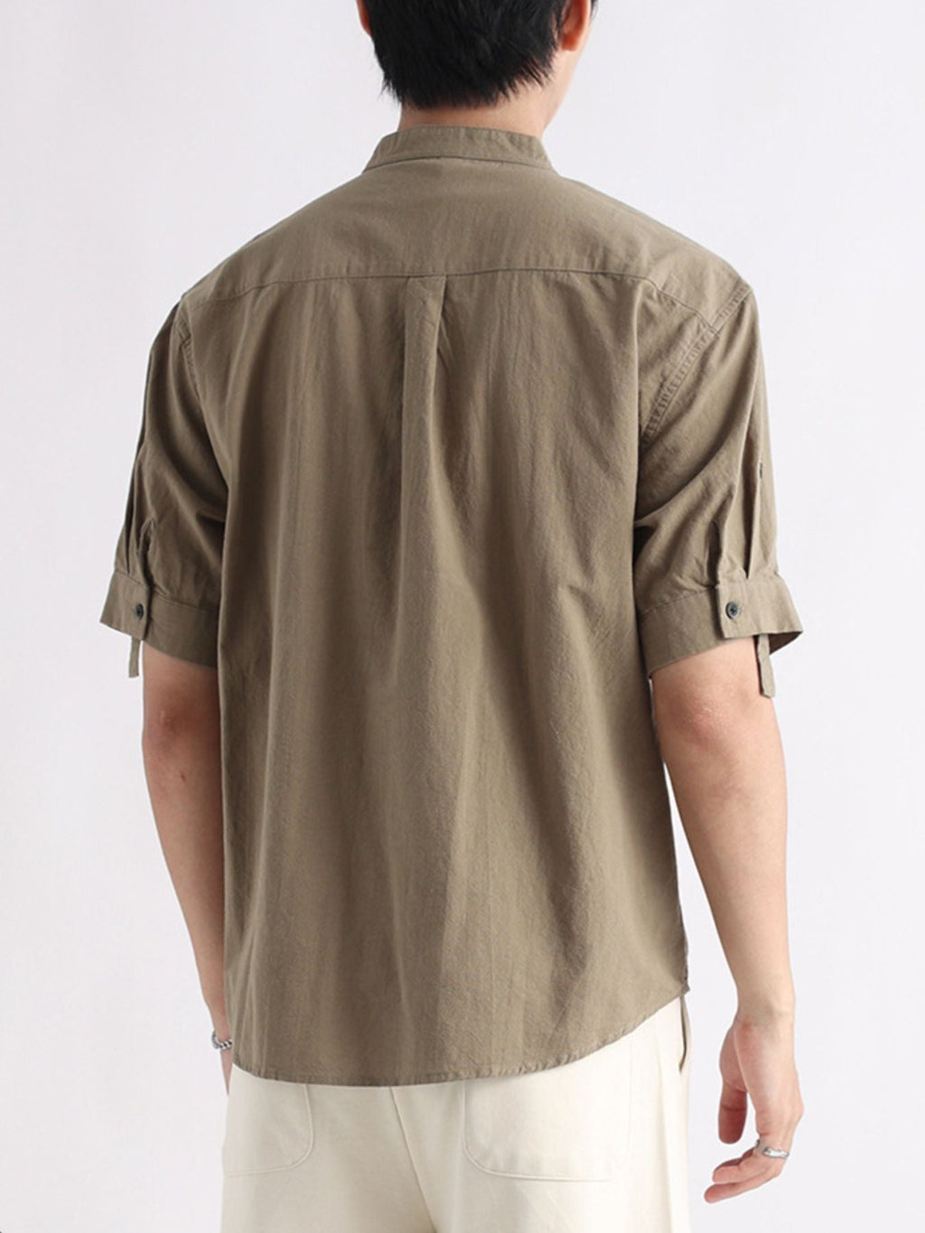 Men's Plus Size Button Detail Short Sleeve Blouse