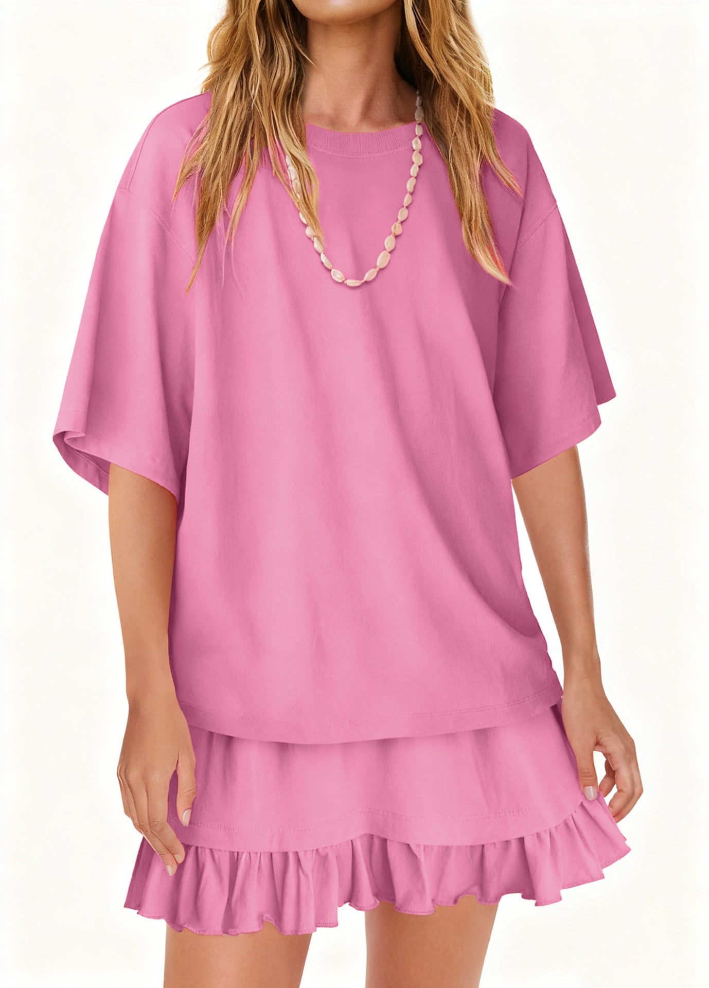 Round Neck Half Sleeve Tee and Skirt Set