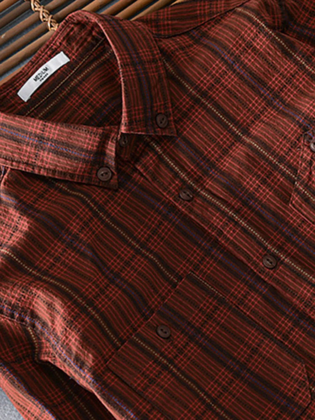 Men's Plus Size Button Up Long Sleeve Plaid Shirt