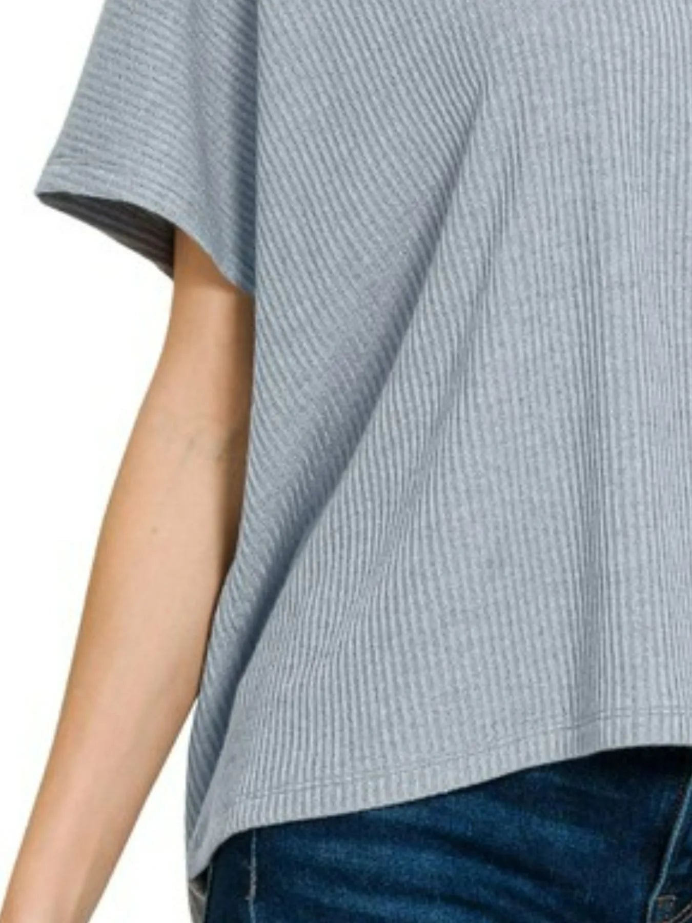 Zenana Ribbed Round-Neck Short-Sleeve Knit Top