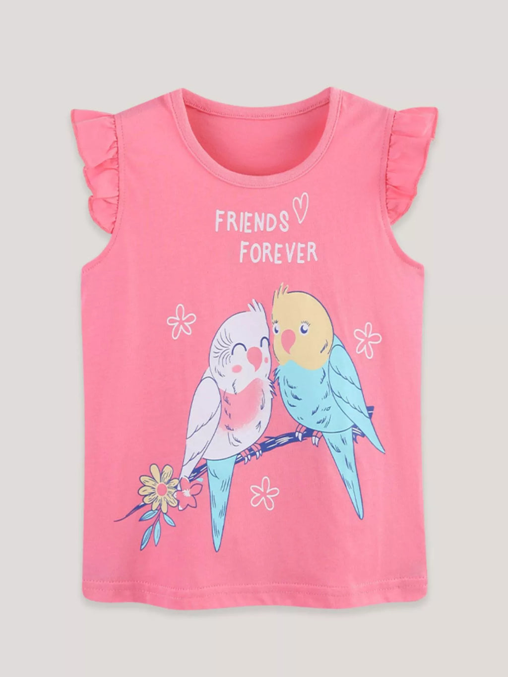 Children's Birds Graphic Ruffle Sleeve Top