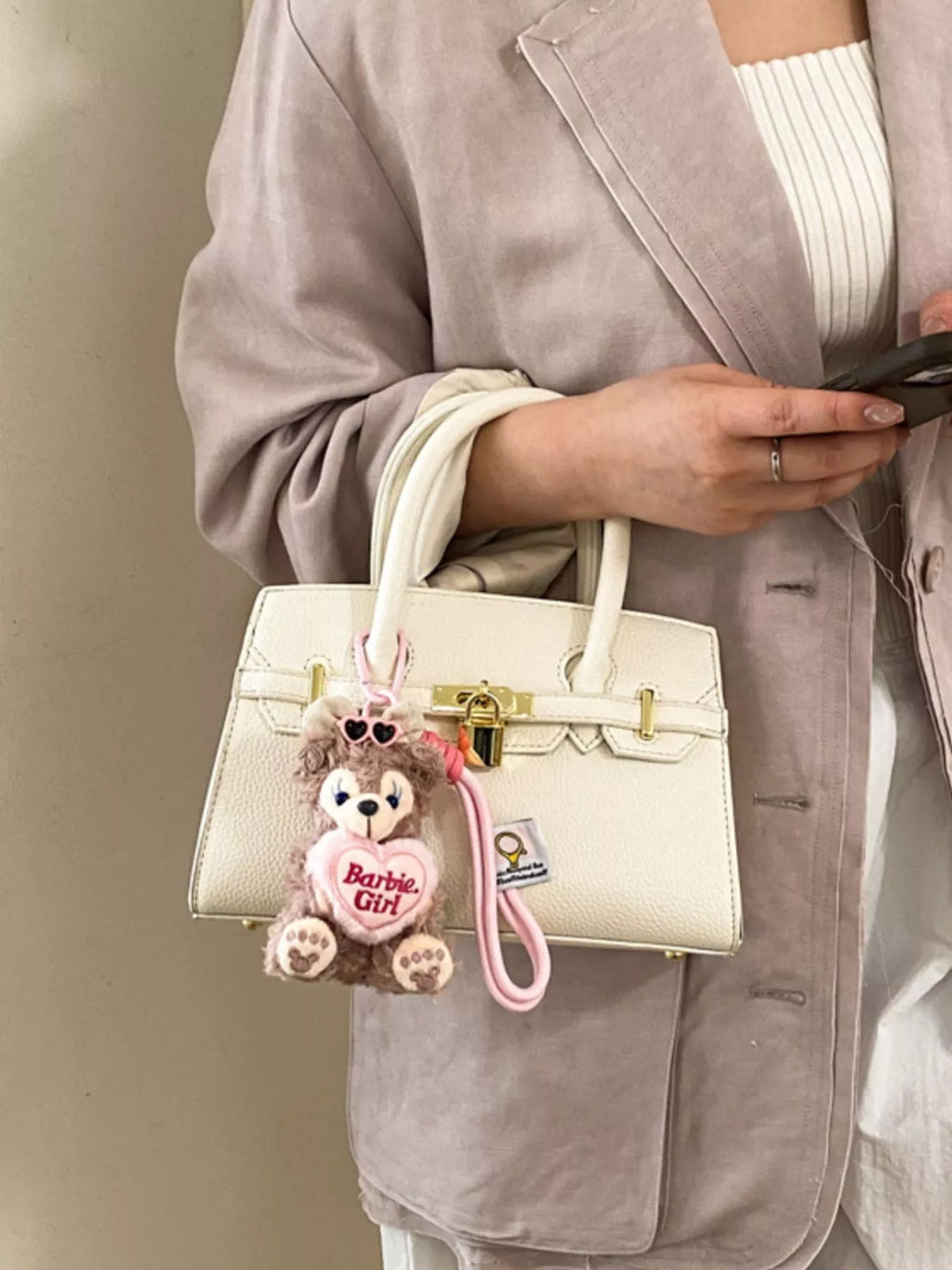 Lock Detail Top Handle Crossbody Bag