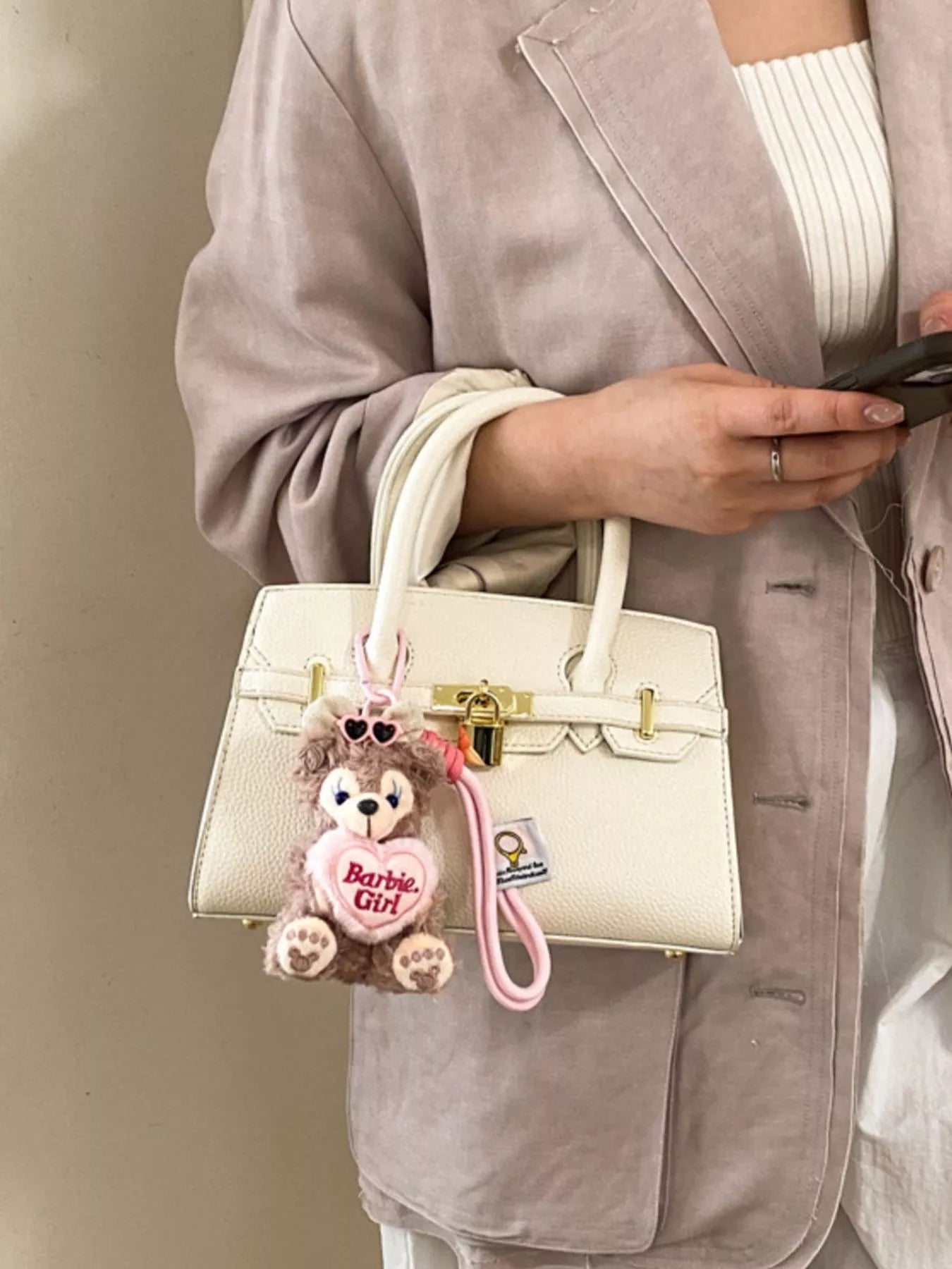 Lock Detail Top Handle Crossbody Bag