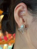 925 Sterling Silver Zircon Pearl Earrings