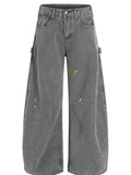 Men's Washed Distressed Curved Jeans