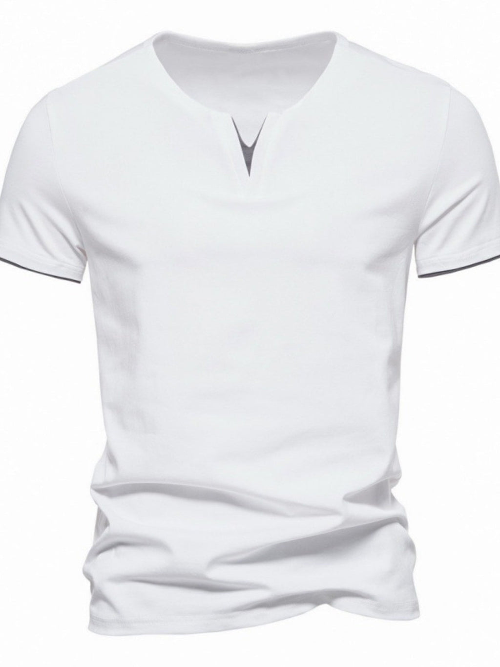 Men's Plus Size Slim Fit Notched Casual T-Shirt