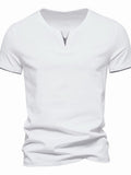 Men's Plus Size Slim Fit Notched Casual T-Shirt