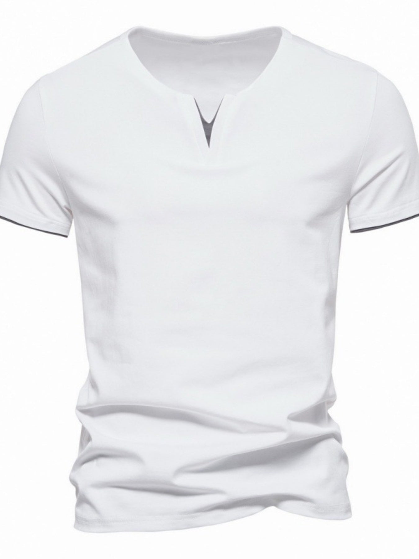 Men's Plus Size Slim Fit Notched Casual T-Shirt