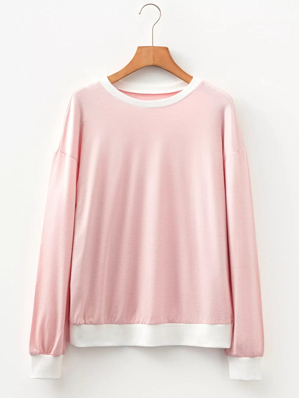 Stripe Contrast Edge Patchwork Long Sleeve Top