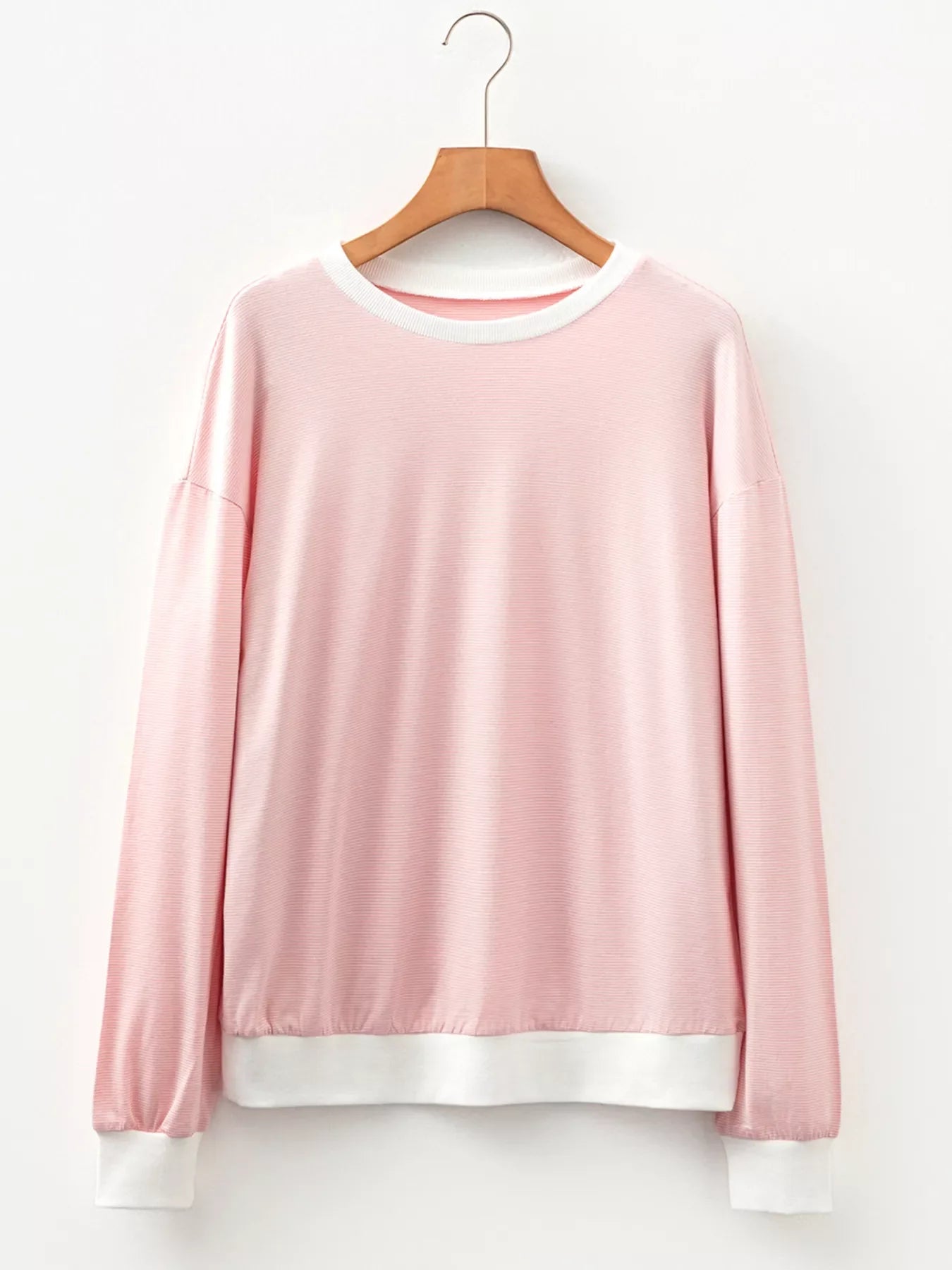Stripe Contrast Edge Patchwork Long Sleeve Top