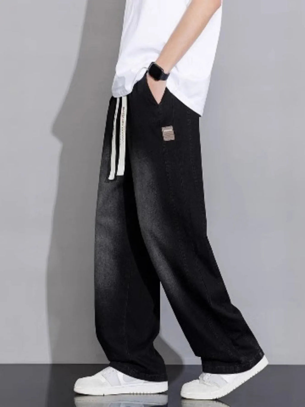 Men's Plus Size Vintage Wash Wide Leg Jeans