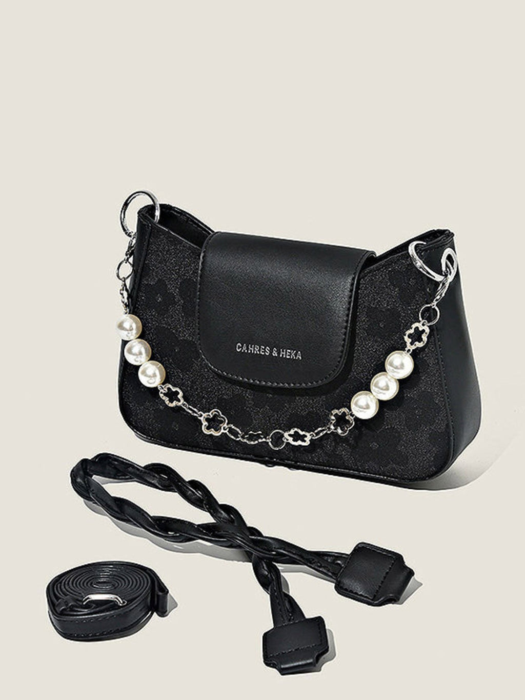 Pearl Chain Decor Shoulder Bag